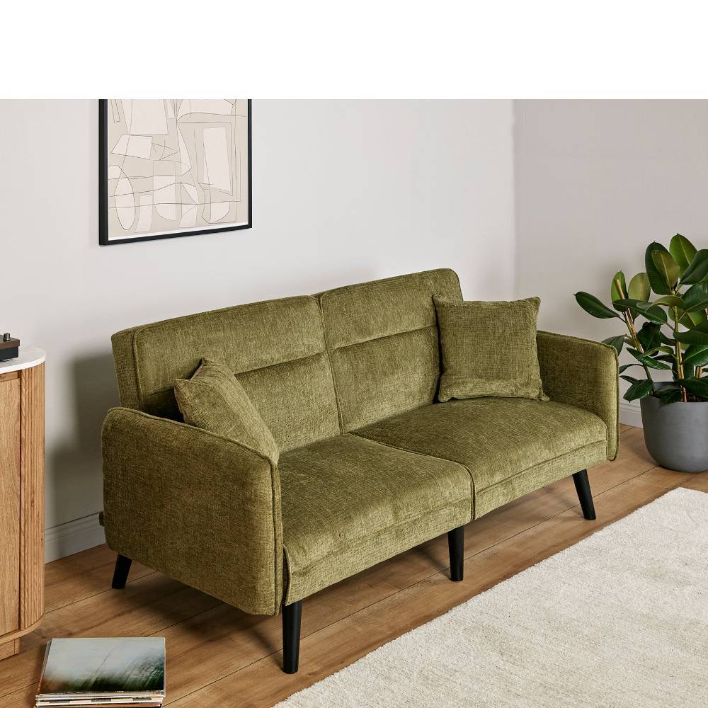 Schlafsofa Dosmarin mit Rücken Klappmechanik aus Boucle Stoff