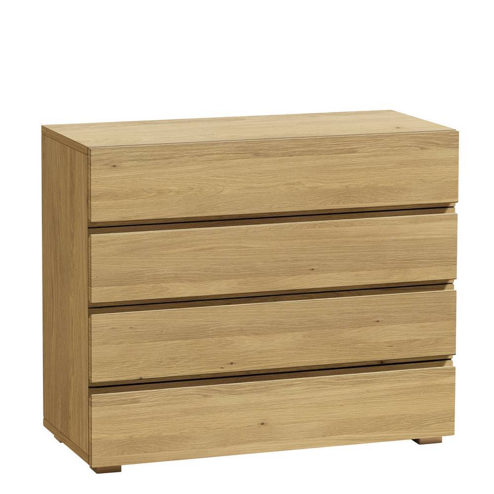 Kommode 90 cm breit Micuel mit vier Schubladen in Eiche hell