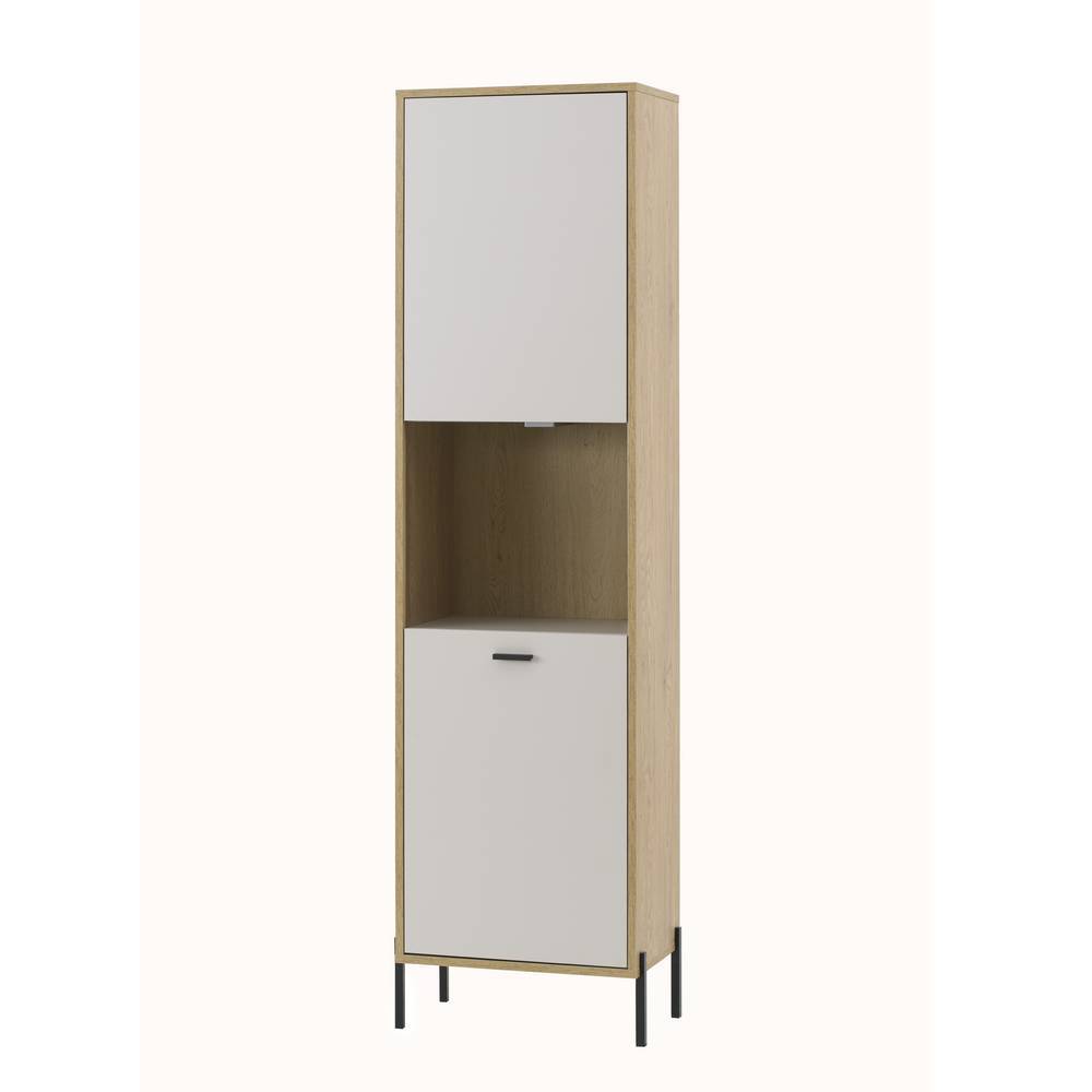 Hochschrank Zimena in Beige und Eichefarben