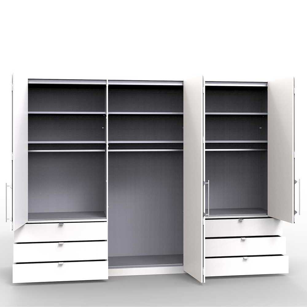 Moderner Schlafzimmerkleiderschrank Lolyana mit Falttüren und sechs Schubladen