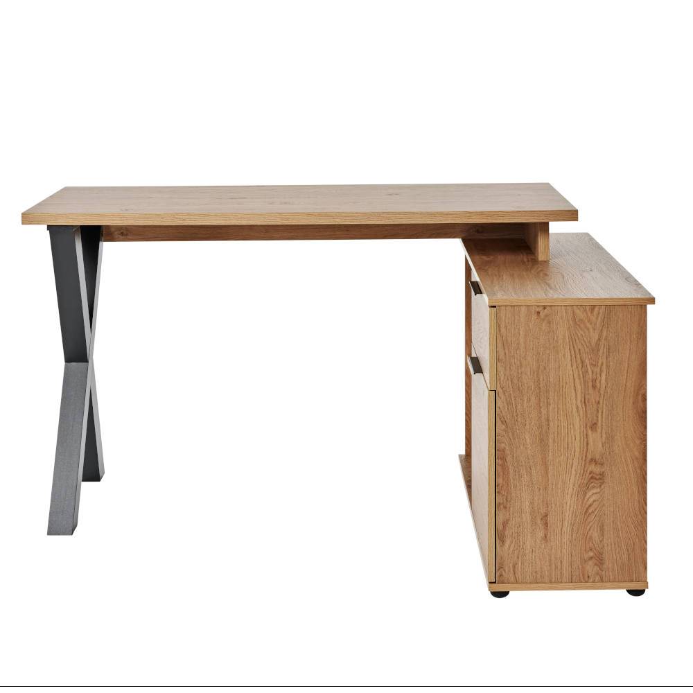 Büroschreibtisch Jian in modernem Design mit Seitenregalen
