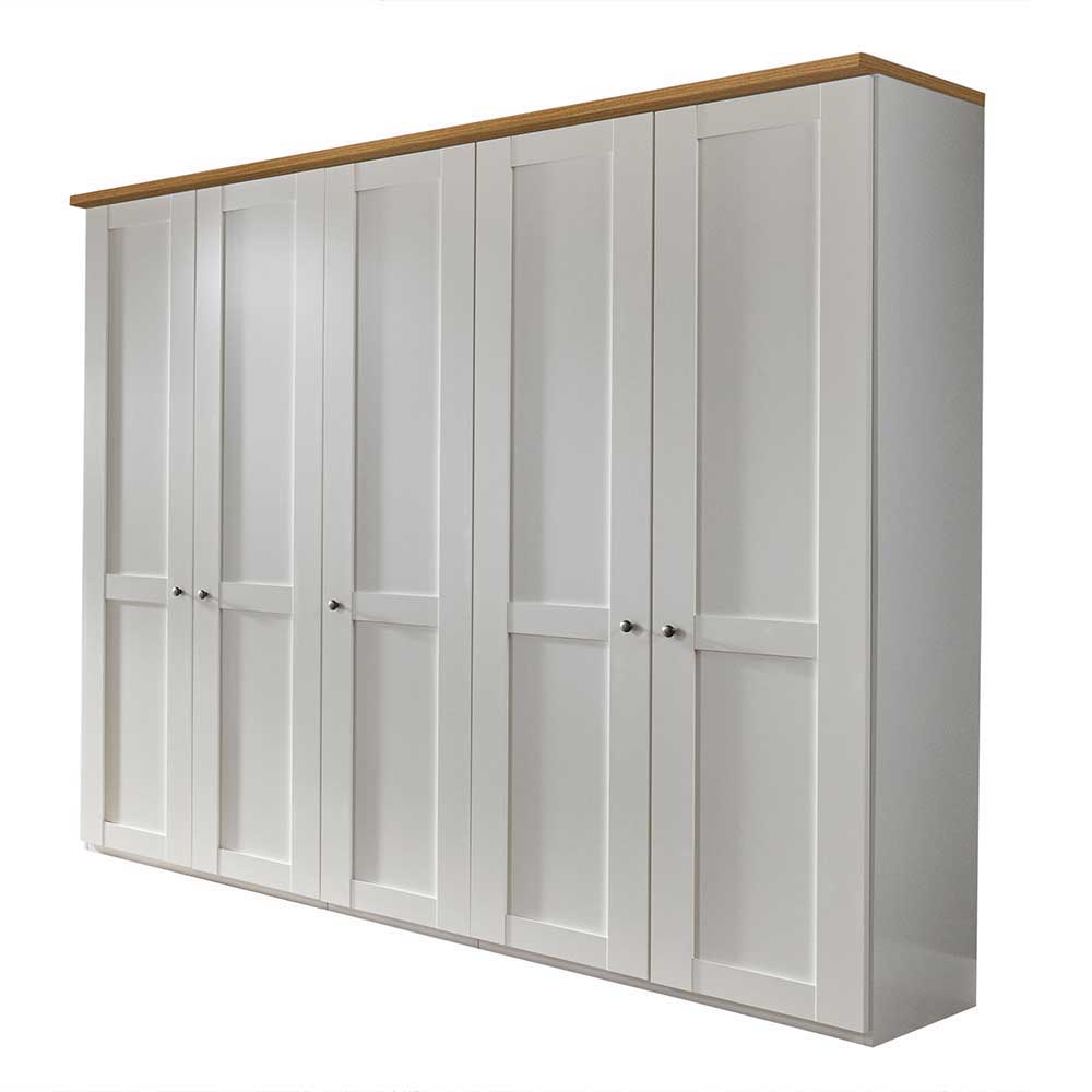 Schlafzimmer Möbel Wady in Weiß & Eiche Bianco Schrank 250 cm breit (vierteilig)