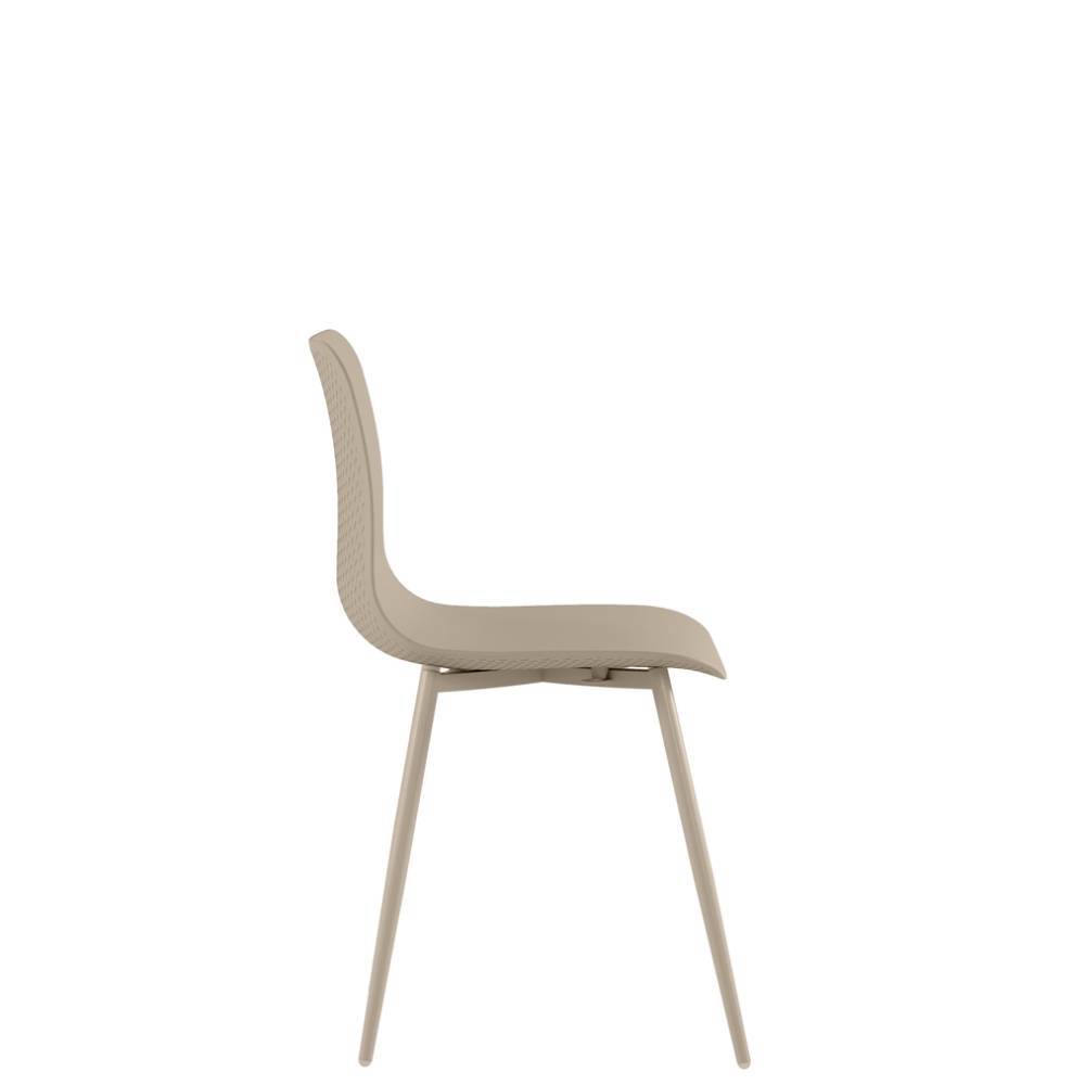 Esszimmerstuhl Atlona in Beige mit Gestell aus Metall (4er Set)