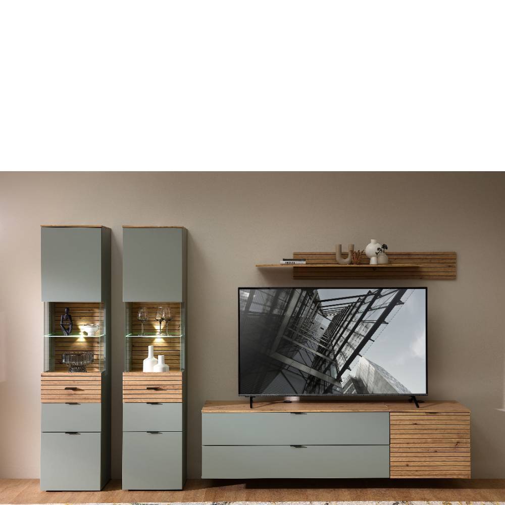 TV Wohnwand Ilitalcon 200 cm hoch 356 cm breit (fünfteilig)