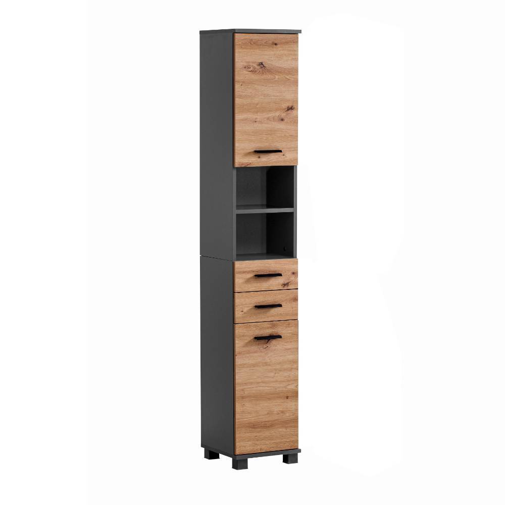 Badseitenschrank Mayora 181 cm hoch mit zwei offenen Fächern