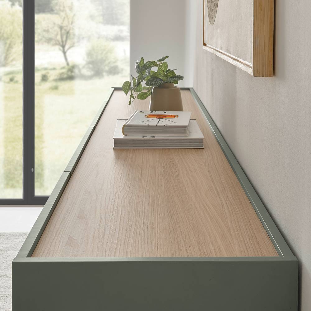Sideboard Ulfava in Graugrün und Eichefarben