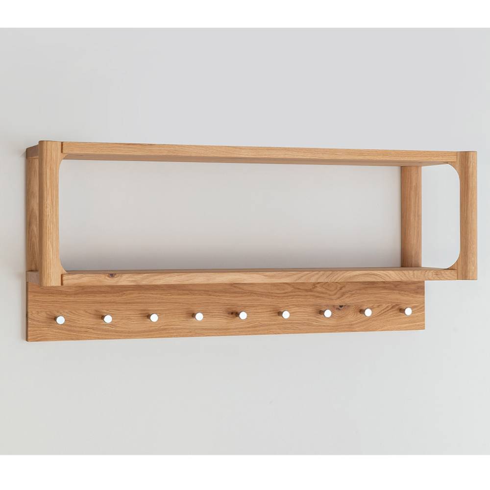 Hängegarderobe Gravura aus Eiche Massivholz mit 9 Kleiderhaken