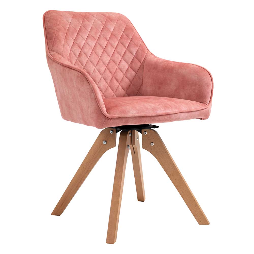 Tischgruppe Bojea mit rosa Stühlen im Skandi Design (siebenteilig)