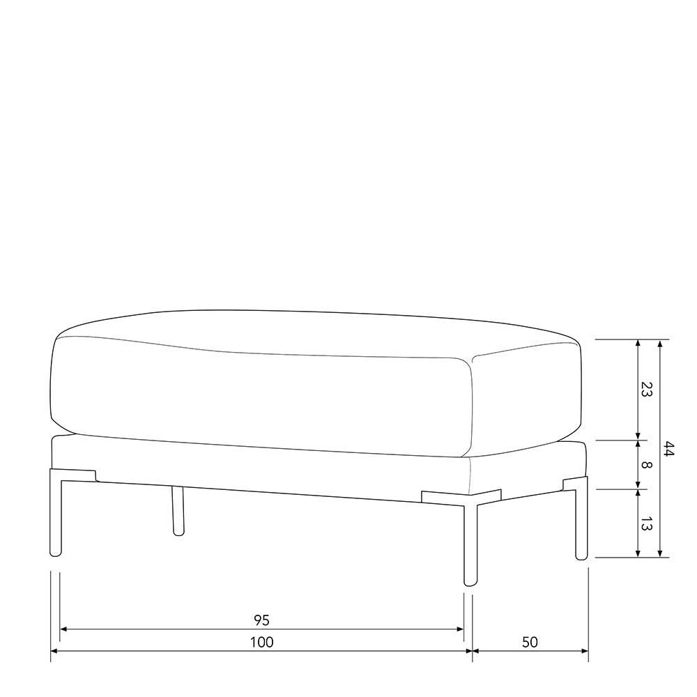 Couchhocker Skaceto in Dunkelgrün mit Vierfußgestell aus Metall