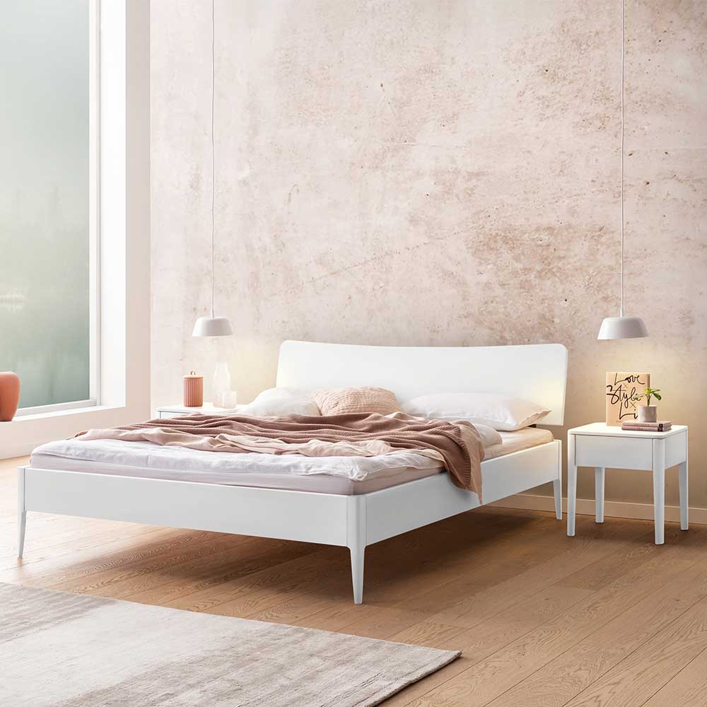 Modernes Bett 140x200 Bears in Weiß aus MDF