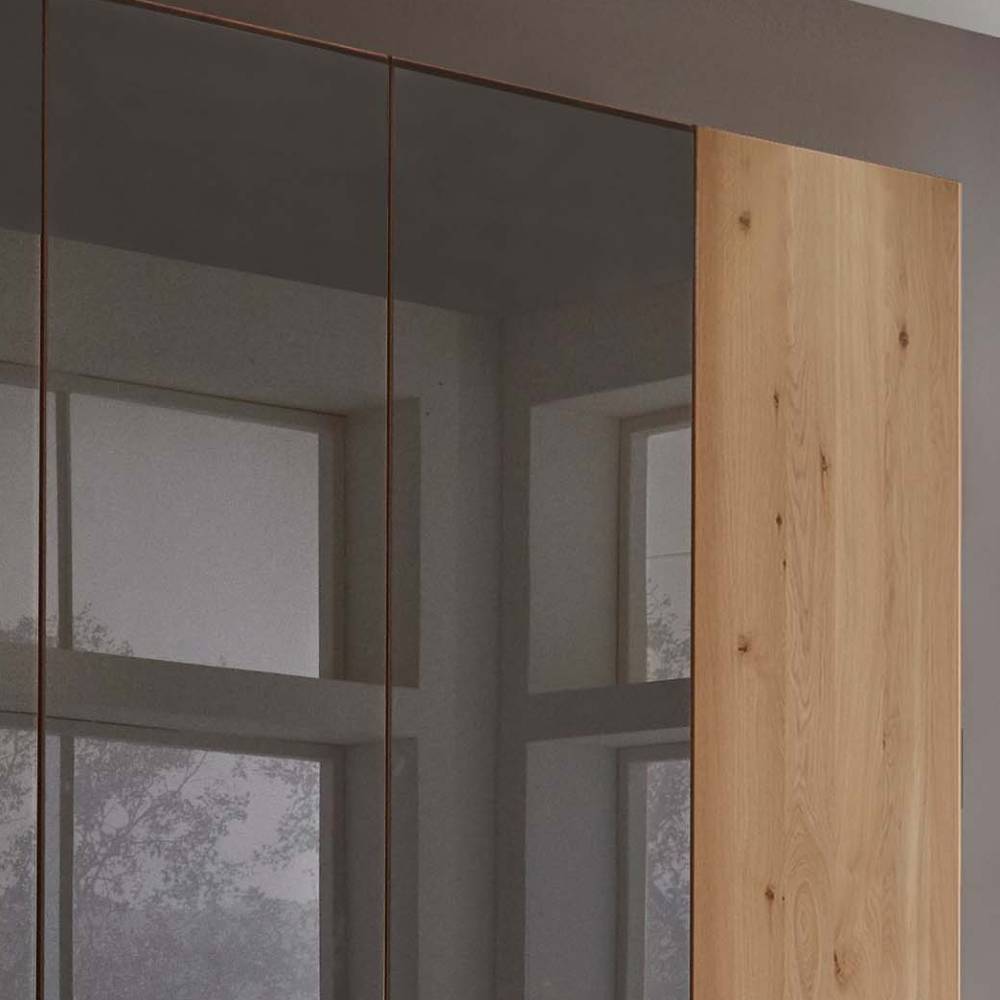 Großer Kleiderschrank Merkur in Eiche Bianco und Dunkelbraun