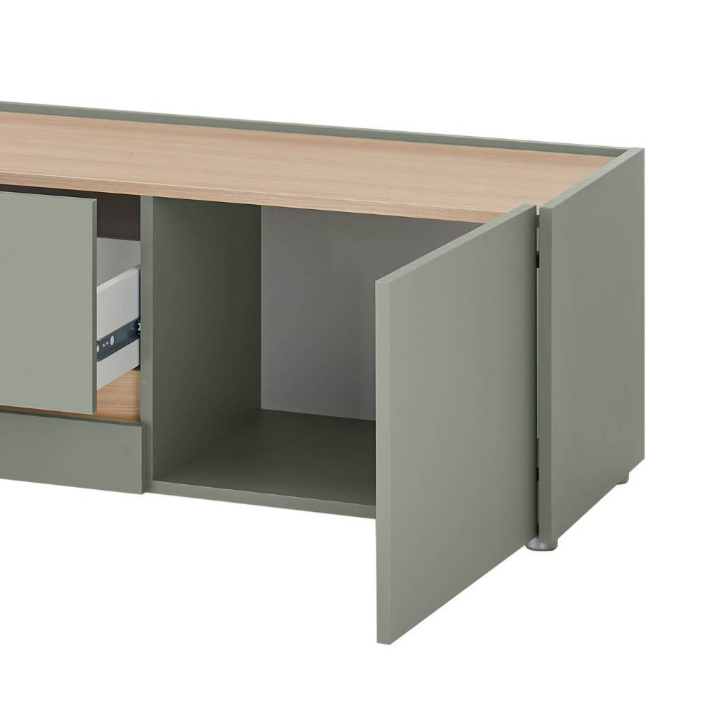 Wohnzimmerschrankwand Ulfava in Graugrün 320 cm breit (dreiteilig)