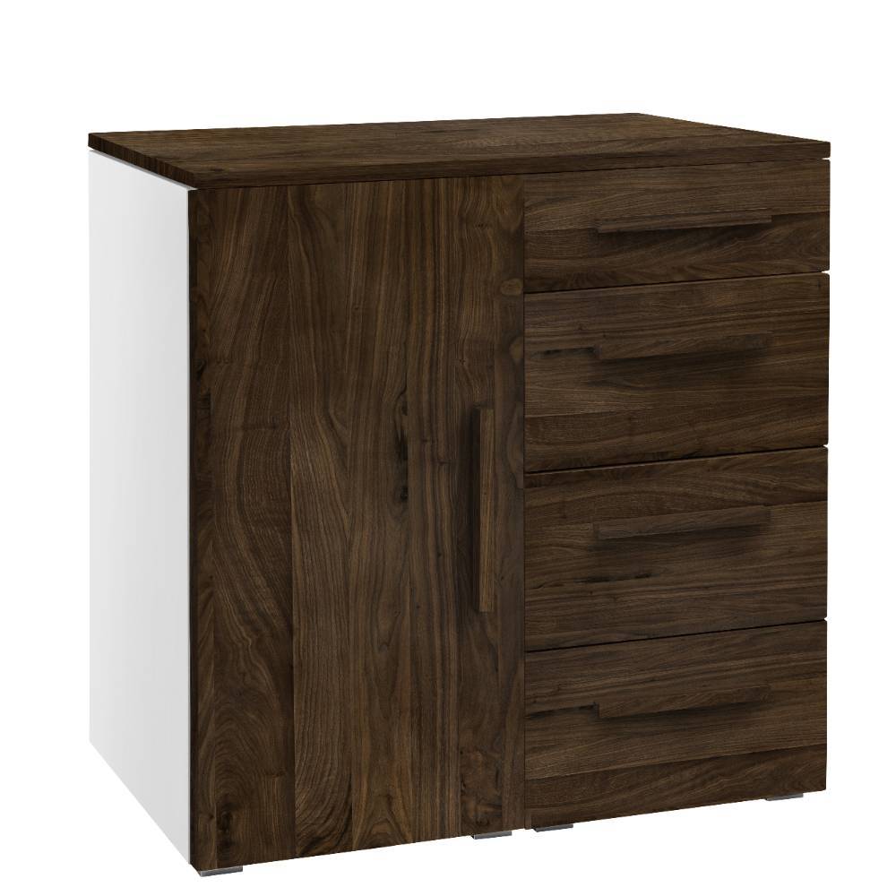 Wohnzimmer Kommode Trigno in Nussbaumfarben und Weiß