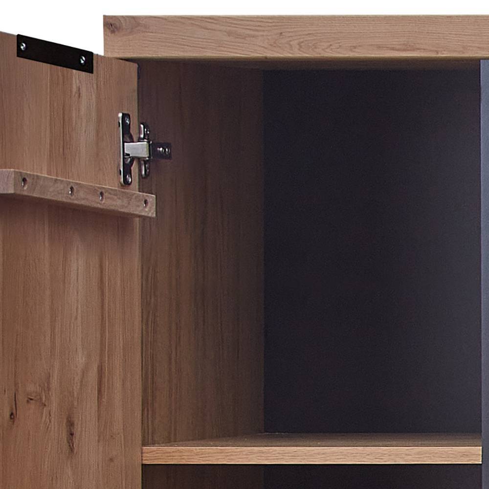 Stauraumvitrine Emly in Wildeiche Bianco mit Glastür