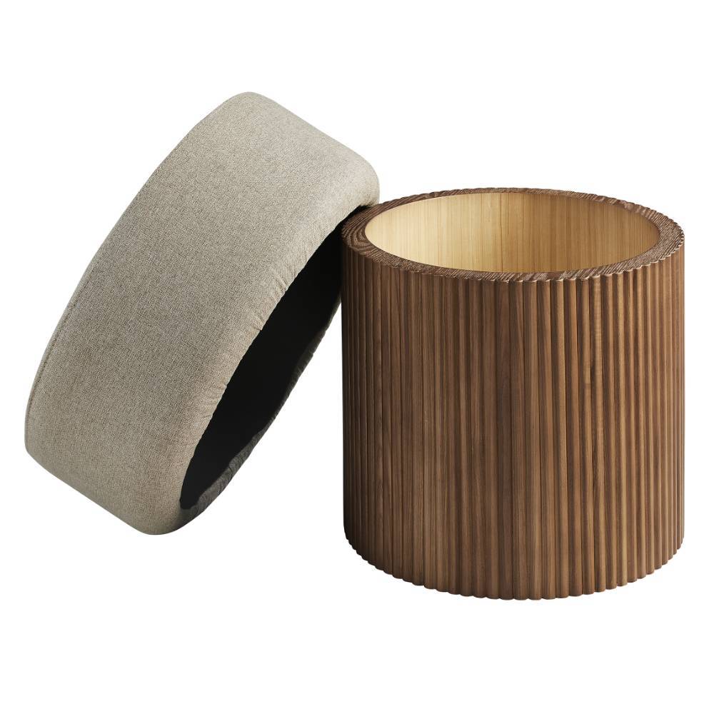 Hocker Calapus in Hellbraun und Walnussfarben