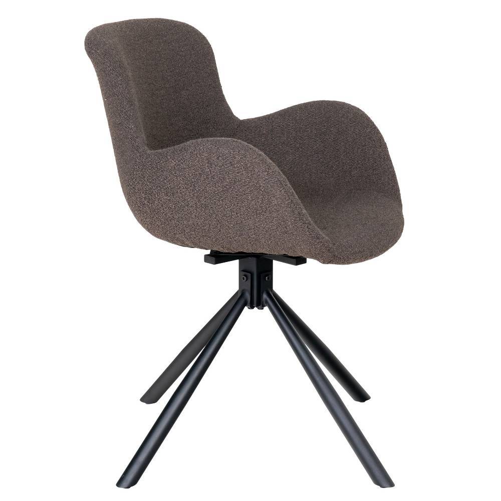 Esszimmerarmlehnstuhl Ruudy in Graubraun mit Gestell aus Metall (2er Set)