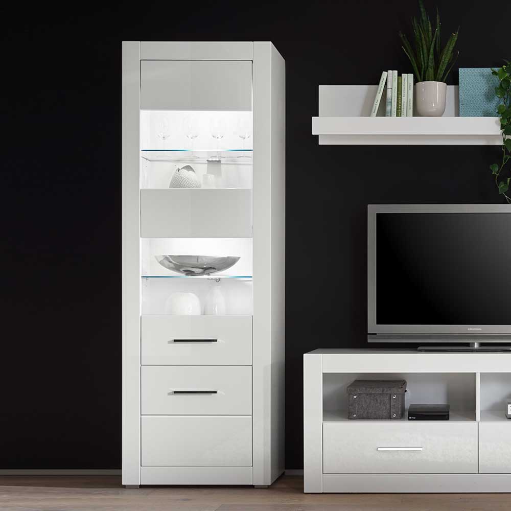 Wohnzimmervitrine Triango in Weiß Hochglanz 65 cm breit