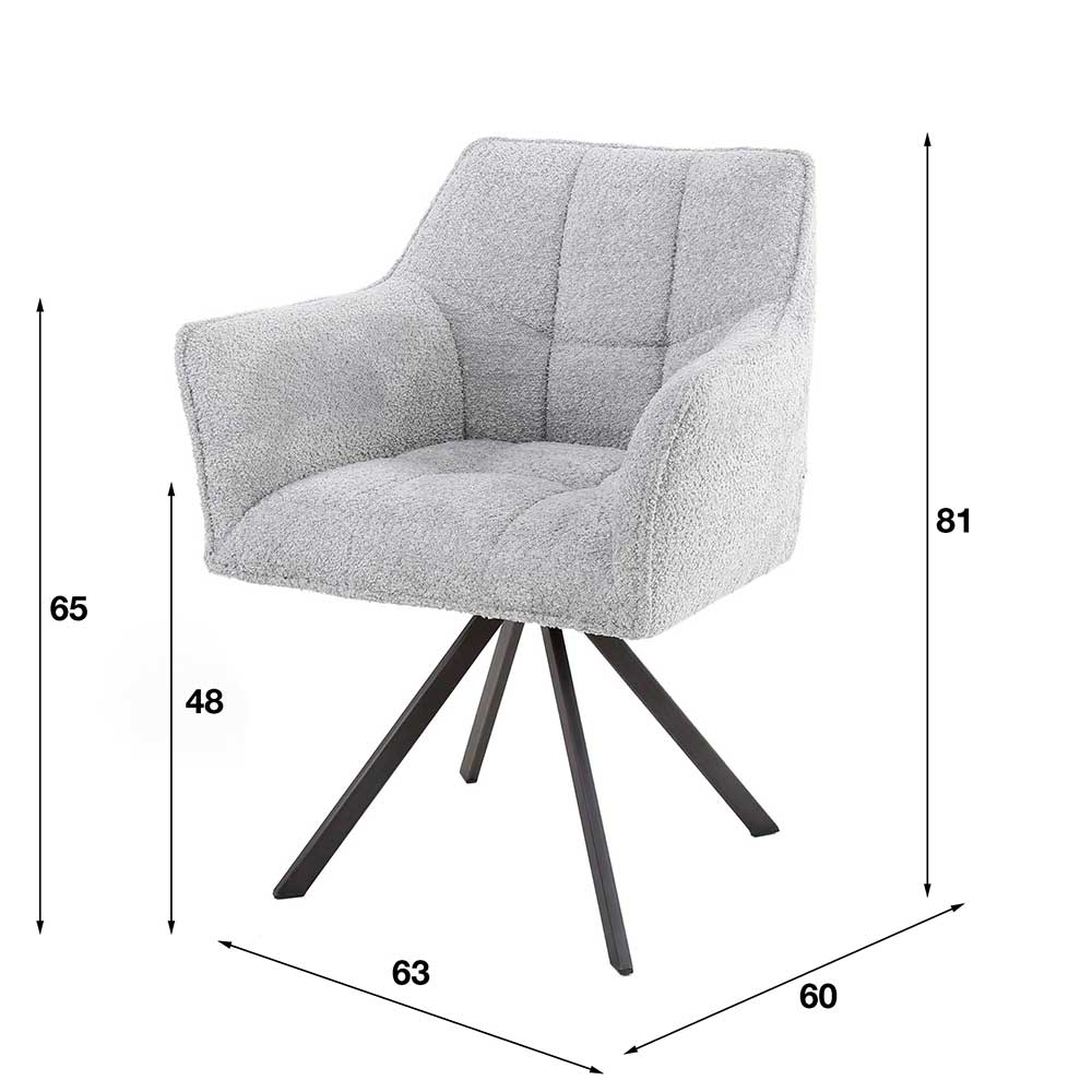 Esstisch Stühle Boucle Sofie 62 cm breit - drehbar (2er Set)