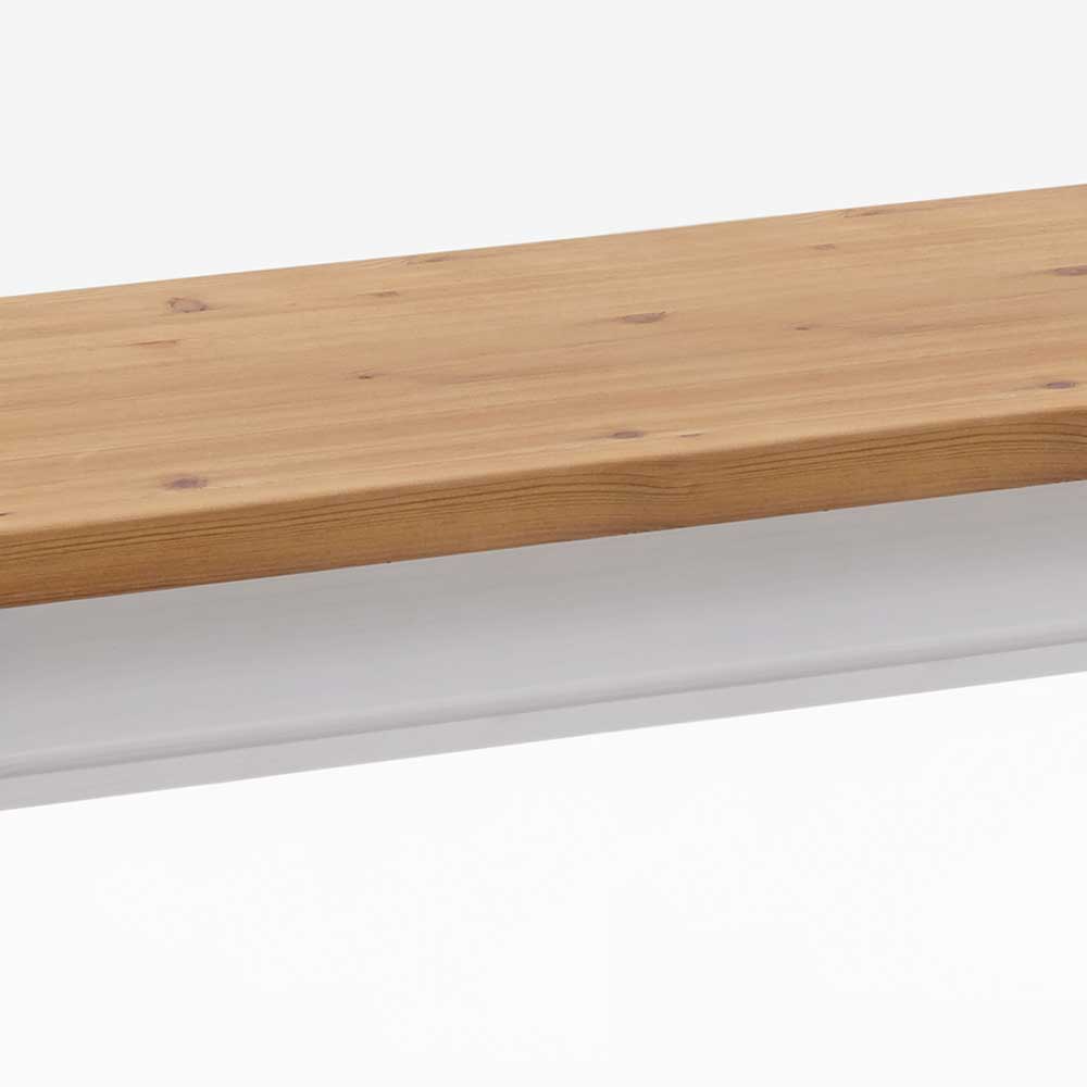 Holzbank Stick im Landhausstil in Kiefer Laugenfarben & Weiß