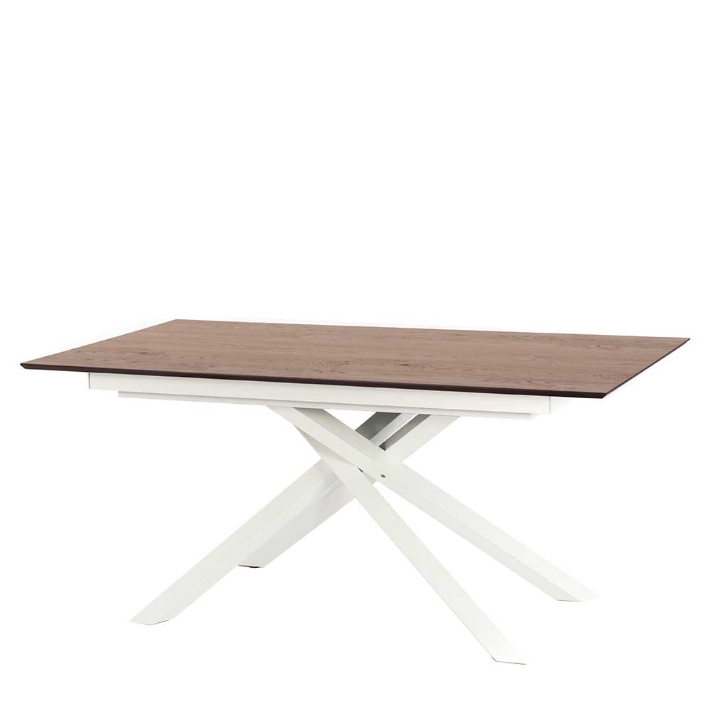 Design Esszimmer Tisch Useda in Weiß und Eiche Optik ausziehbar