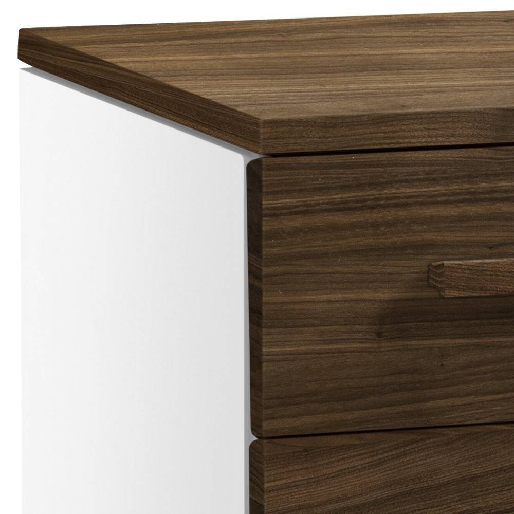 Schlafzimmer Kommode Croscony in Nussbaumfarben & Weiß mit acht Schubladen