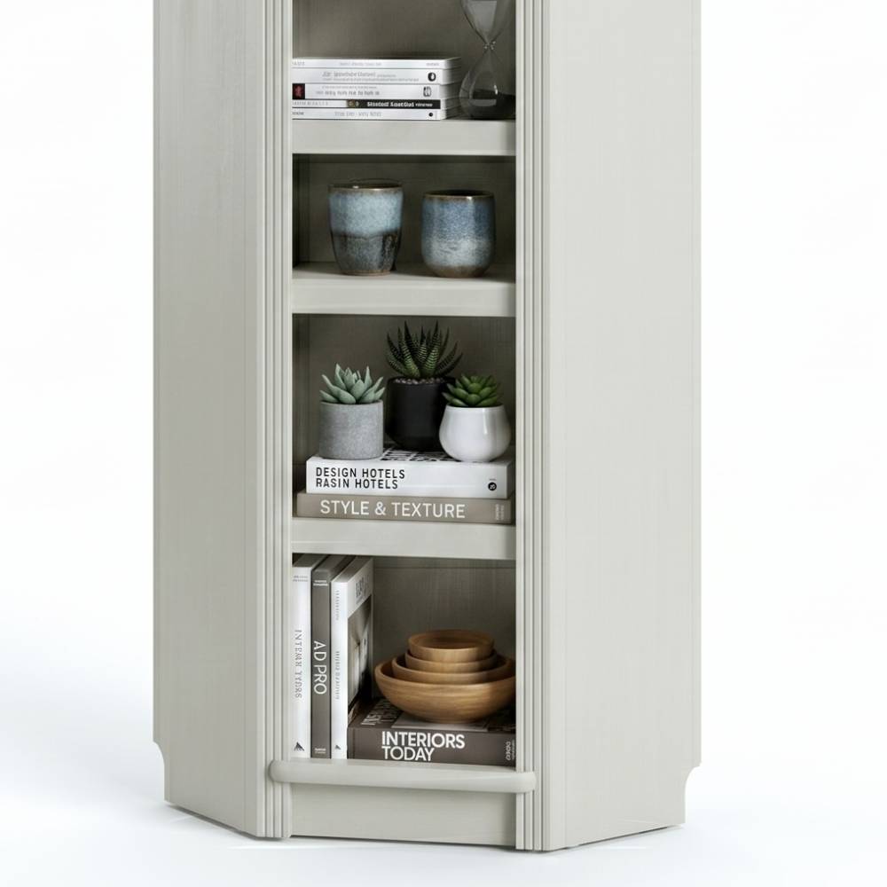 Eckbücherregal Phil 220 cm hoch in Cremeweiß