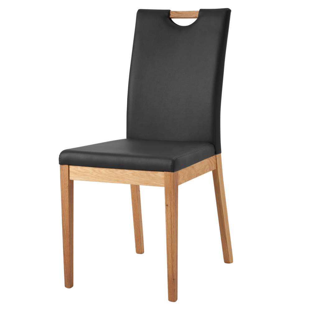 Polsterstuhl Esszimmer Eleore aus Kunstleder und Wildeiche Massivholz (2er Set)