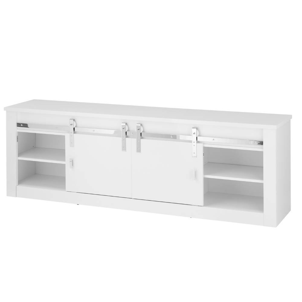 TV Lowboard Melvyno mit 2 Schiebetüren und einem offenen Gerätefach