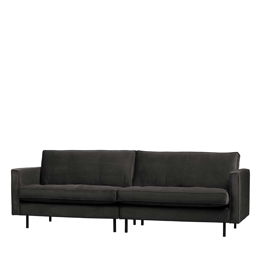 Samt Dreisitzer Sofa Casilla in Anthrazit 275 cm breit