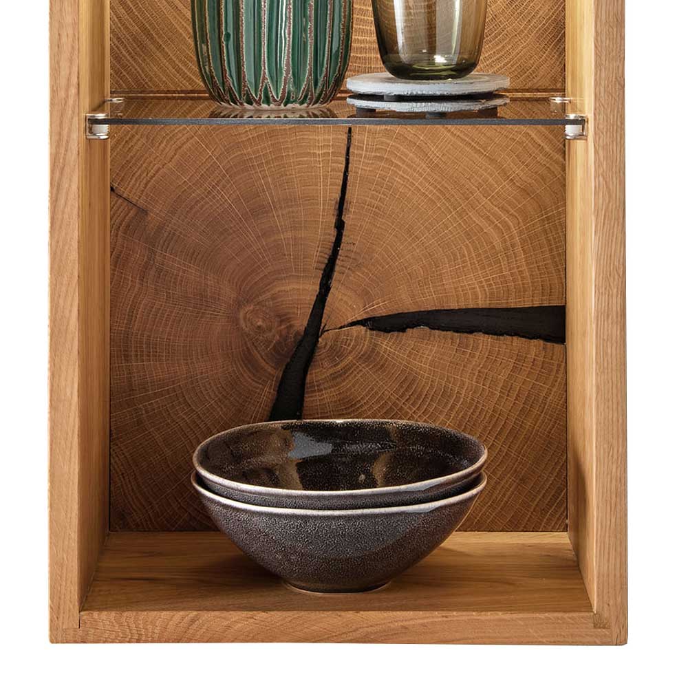 Wandhängeregal Camilla aus Wildeiche Massivholz 64 cm hoch