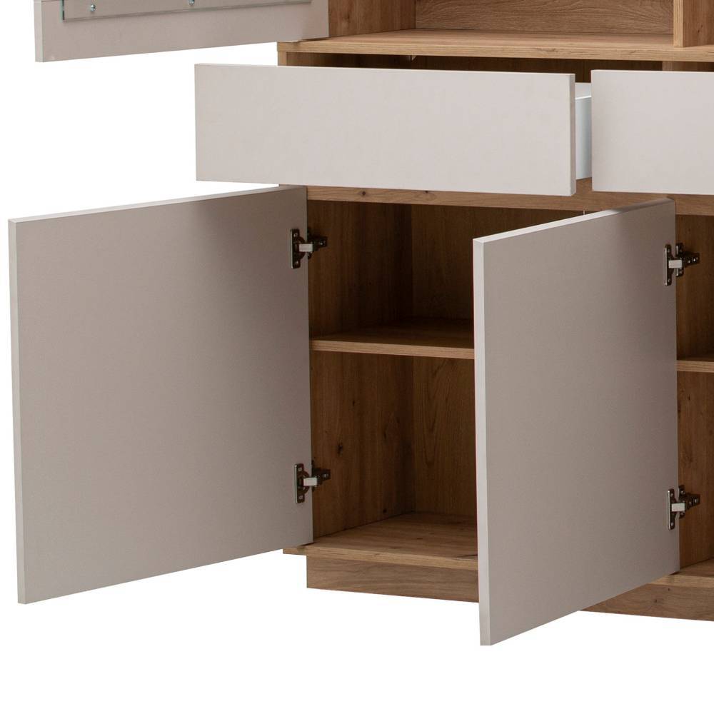 Buffetvitrine Ikba mit Glastüren 202 cm breit