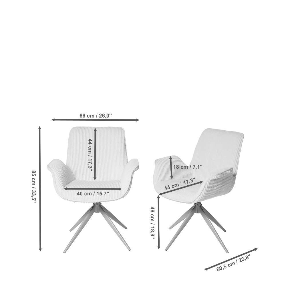 Esszimmerarmlehnstuhl Nurzia im 2er Set in Grau (2er Set)