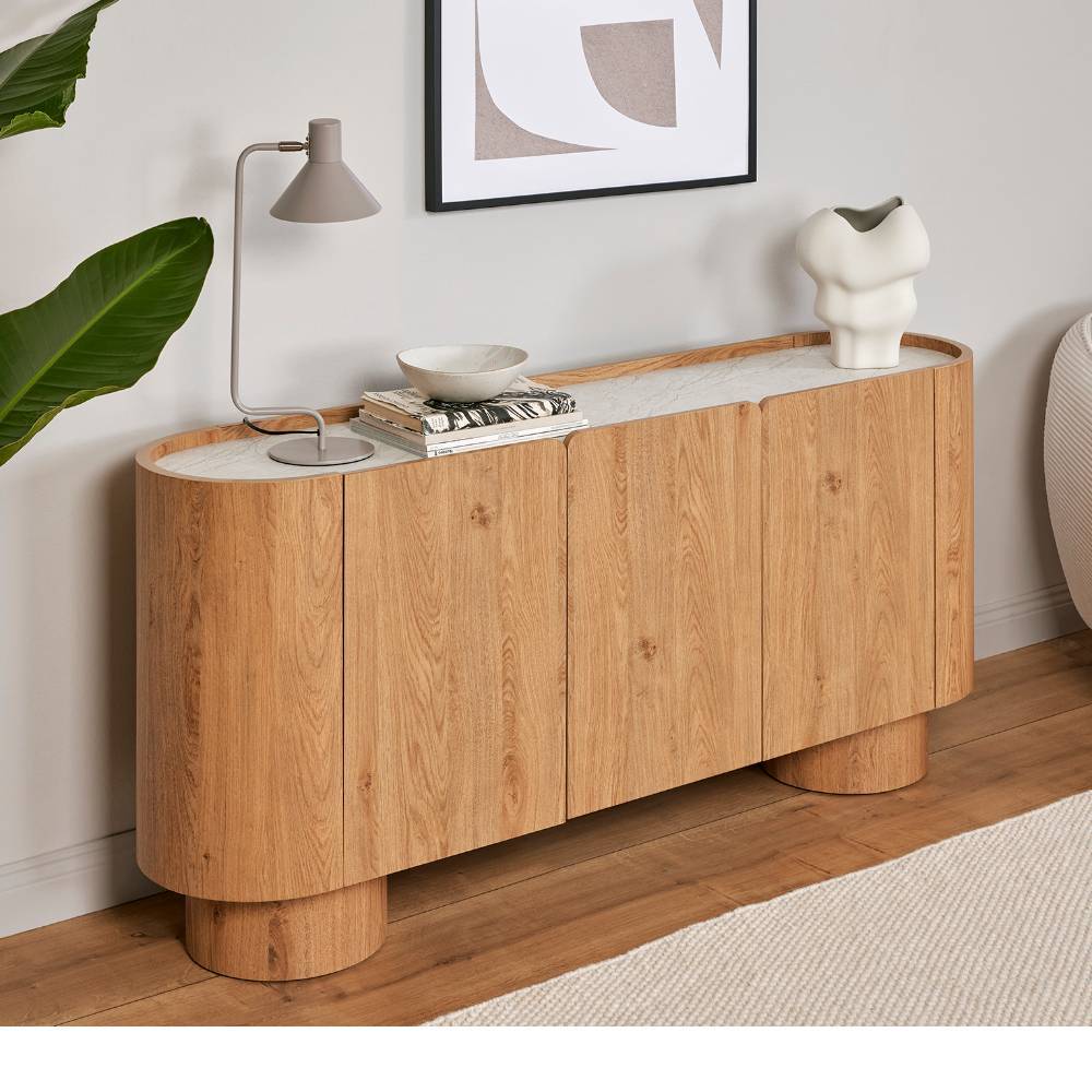 Sideboard Crocetta in ovaler Form - Eichefarben