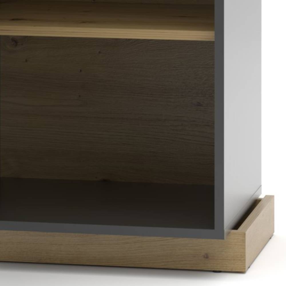 Design Wohnwand Yarisis in Dunkelgrau und Wildeichefarben (achtteilig)