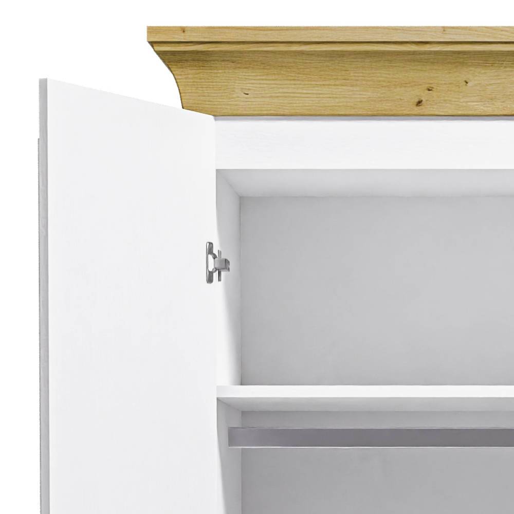 Schrank Holz Bazna in Weiß und Kiefer Laugenfarben