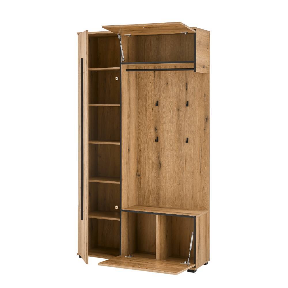 Kompakt Garderobe Nemphia in Eichefarben 111 cm breit