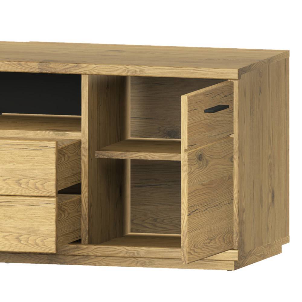 Wohnwand modern Ostoro in Wildeiche Bianco 206 cm hoch (dreiteilig)