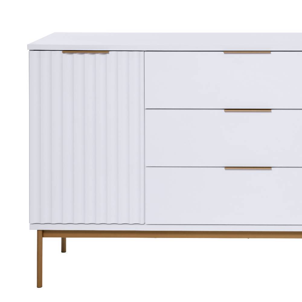 Sideboard Bryan in Weiß mit Vierfußgestell aus Metall