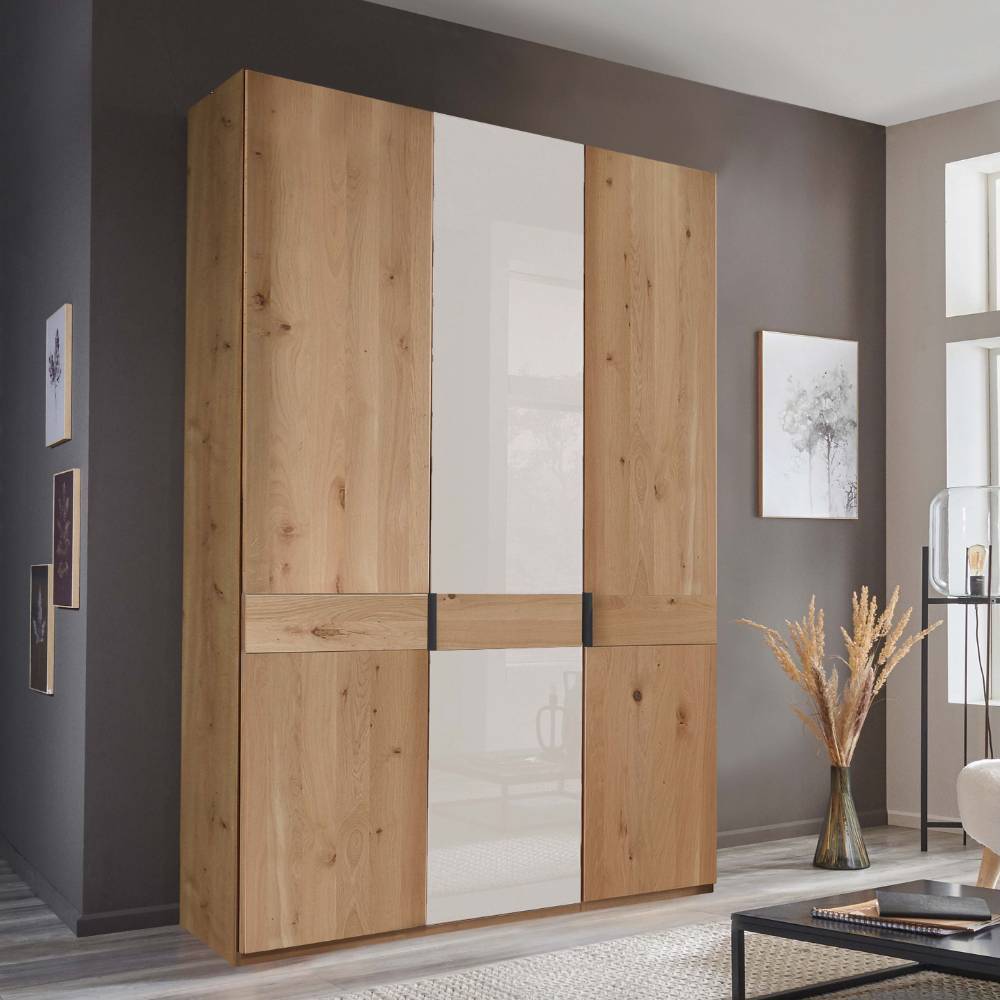 Schlafzimmerkleiderschrank Durac in Eiche Bianco und Weiß