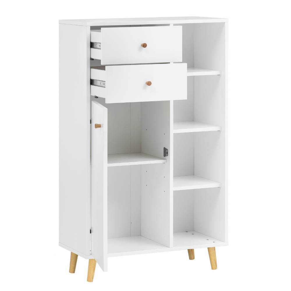 Skandi Design Midischrank Bad Linz in Weiß matt 114 cm hoch