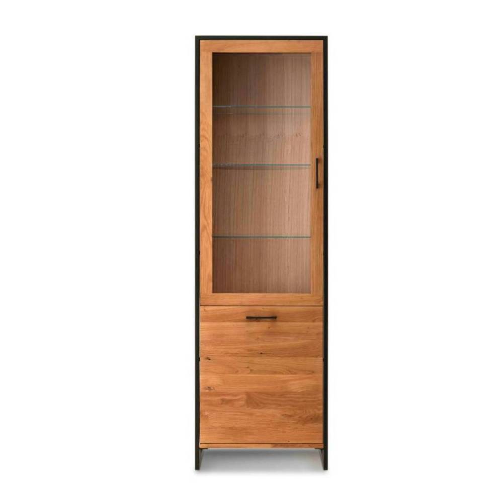 Stauraumvitrine Haidon aus Wildeiche Massivholz mit Glastür