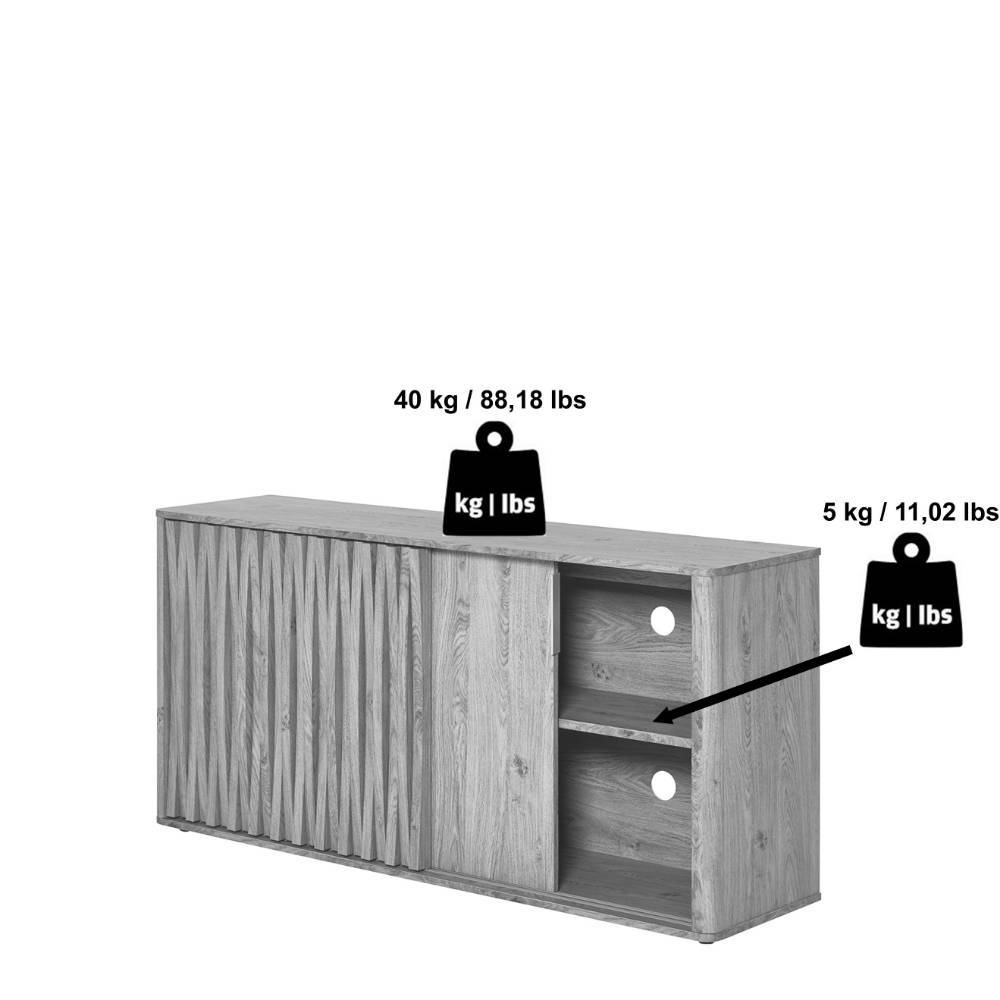 Sideboard Mosca mit Schiebetüren in Eichefarben