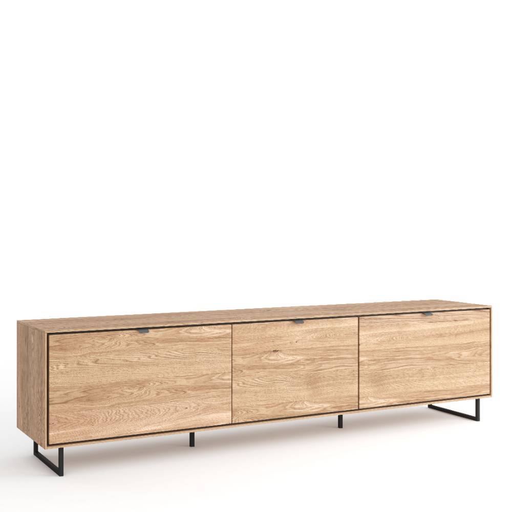 TV Lowboard Flo mit drei Schubladen und Bügelgestell aus Metall