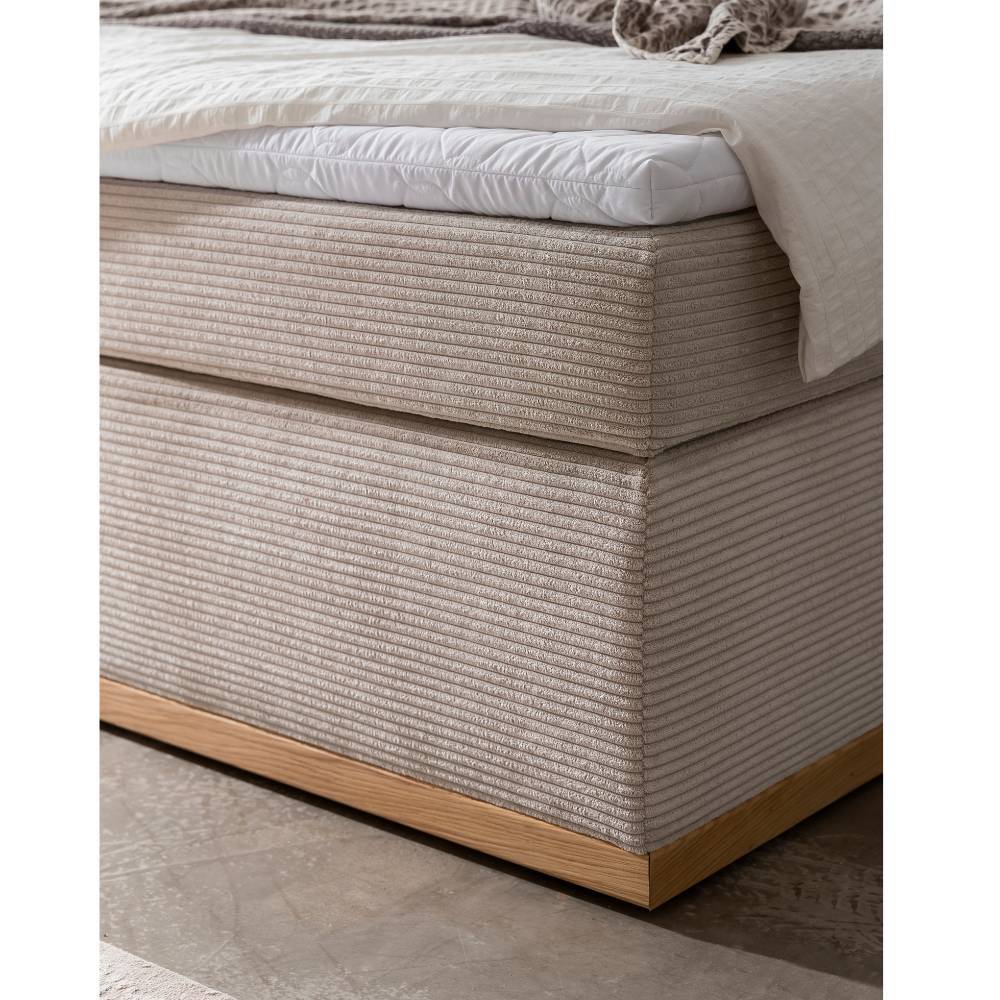 Boxspringbett Hortenza aus Breitcord in Cremeweiß