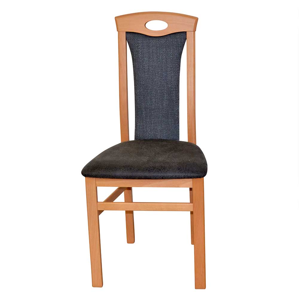 Esstisch mit Stühlen Sinona in Buchefarben und Anthrazit (dreiteilig)