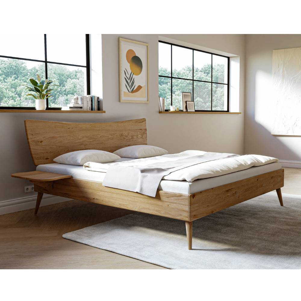 Massivholzbett Ovidiu aus Wildeiche Massivholz in modernem Design