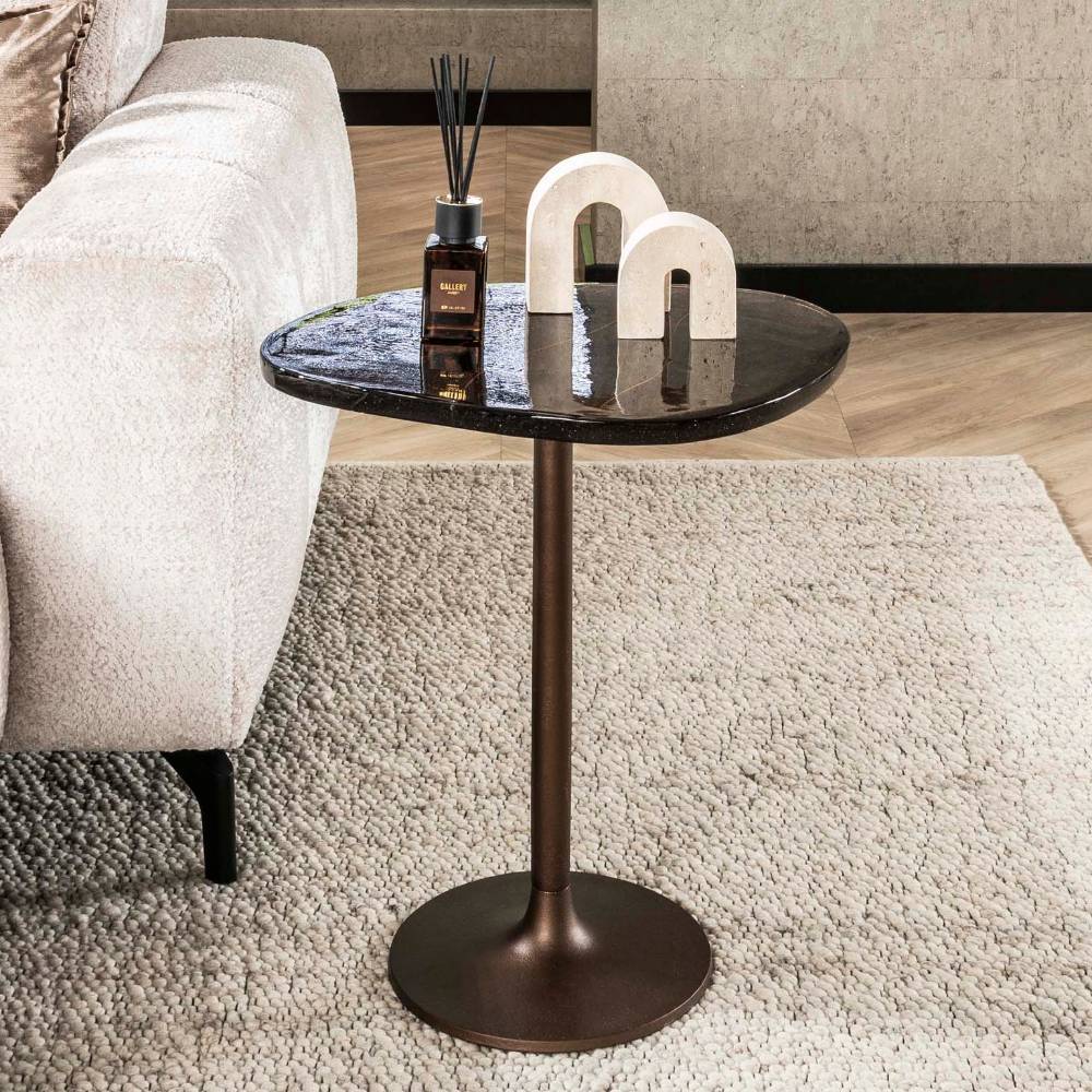 Beistelltisch Ebrus mit Gussglas Platte auf Säulengestell