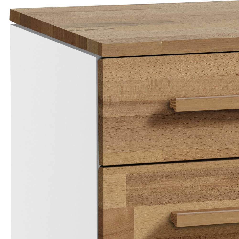 Schlafzimmer Kommode Matreos in Kernbuchefarben & Weiß mit Drehtür