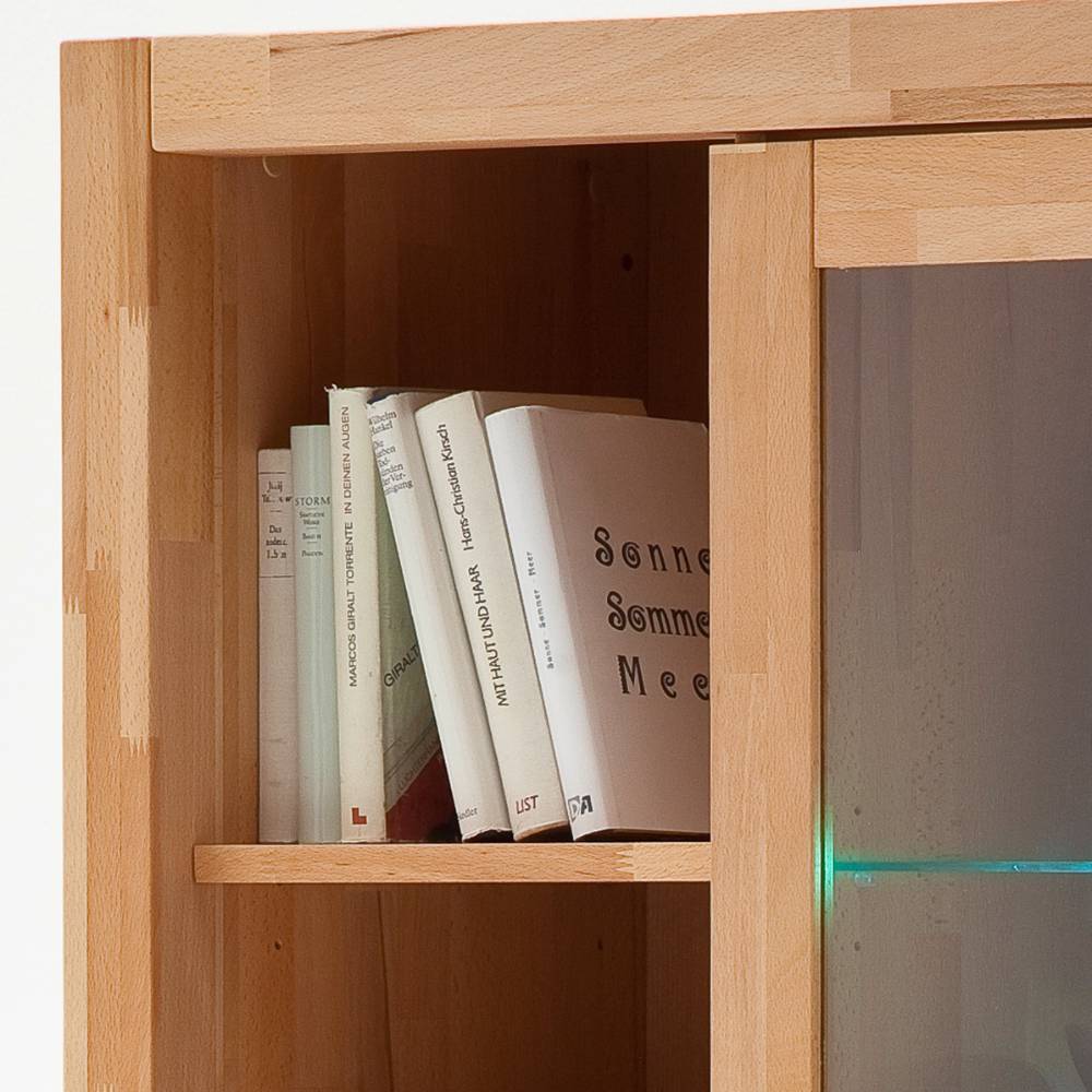 Wohnzimmer Highboard Jameson mit Glastür und vier offenen Fächern