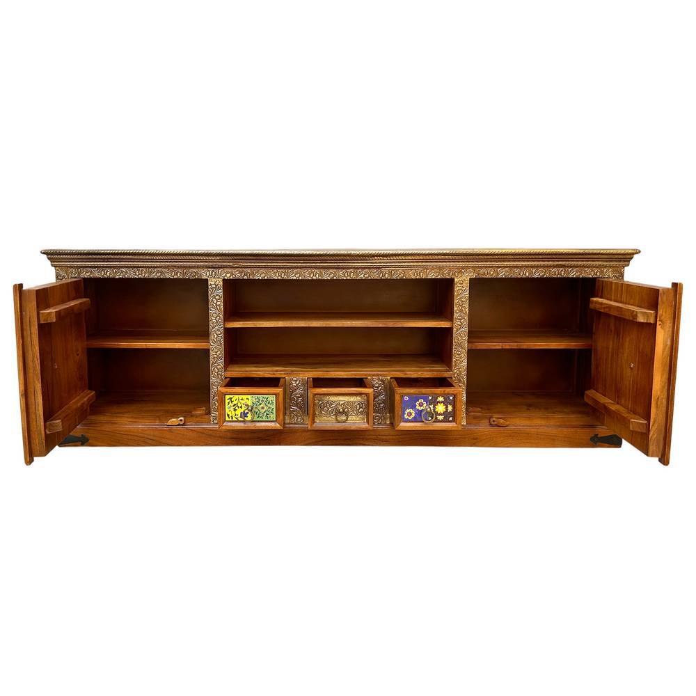 TV Lowboard Legancio aus Akazie Massivholz handbemalt